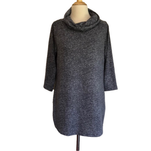 NICOLE MILLER Grey Cowl Neck 3/4 Sleeve Super Soft Tunic Size L‎